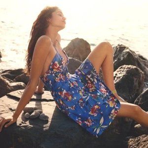 Anthropologie Blue Floral Dress